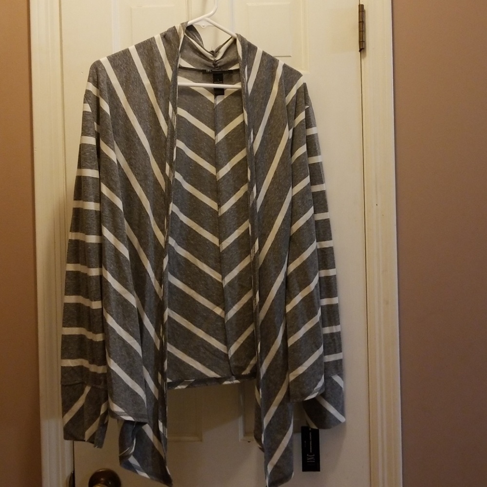 Gray and white cardigan